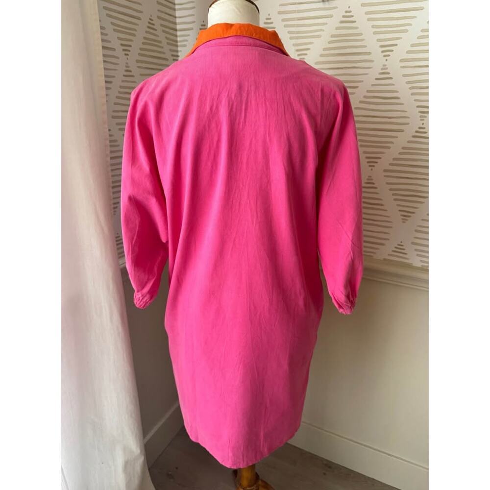 Caryn Lawn Betsy Collar Corduroy Dress One Size Pink Orange NWT - Picture 6 of 10